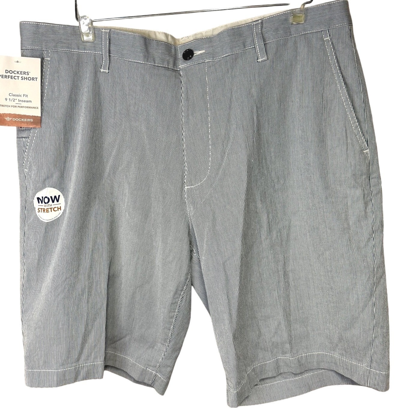 Dockers Mens Perfect Casual Shorts, Blue/White, Sz W 36 Nautical Cottage
